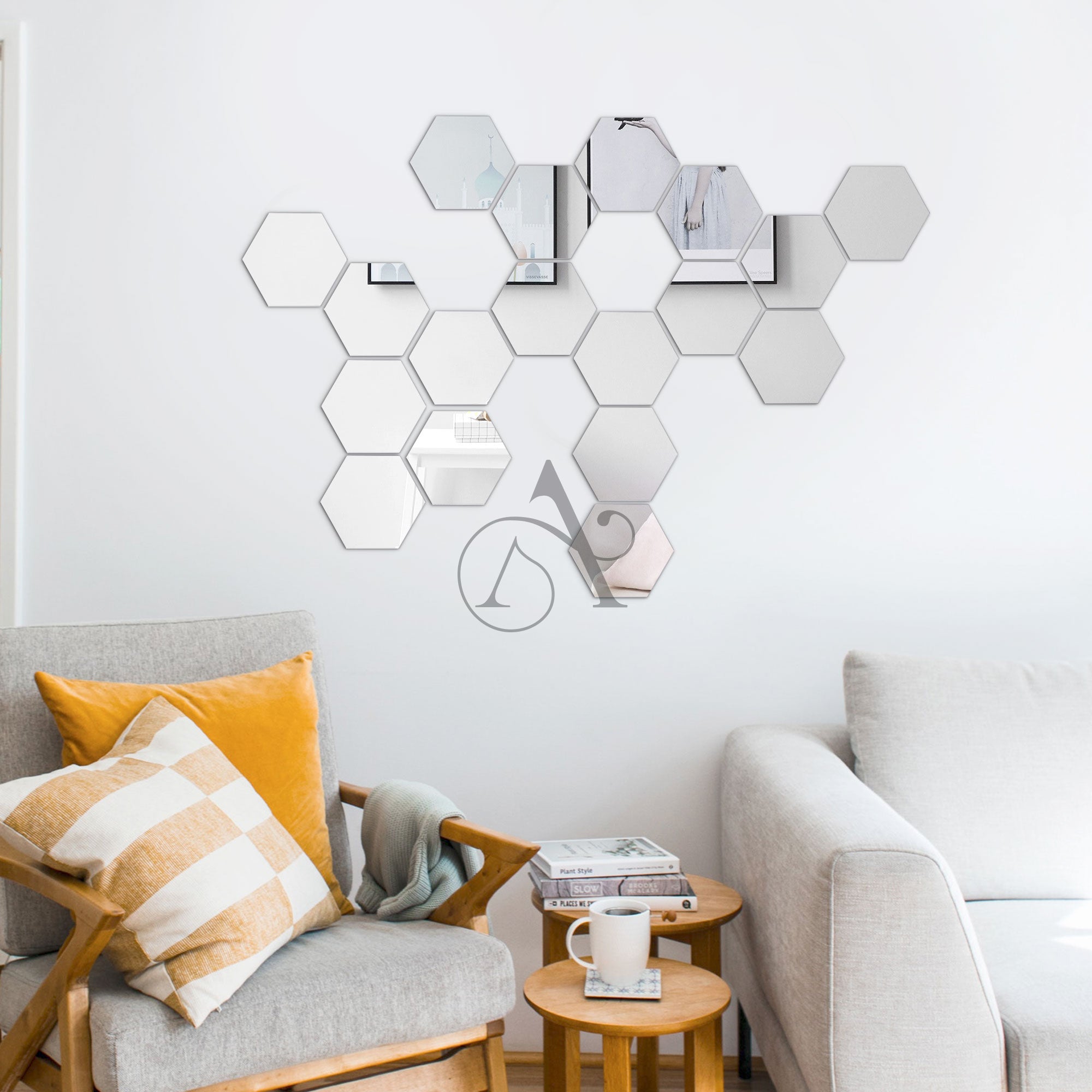 Acrylic Hexagon Mirror Wall Decor.