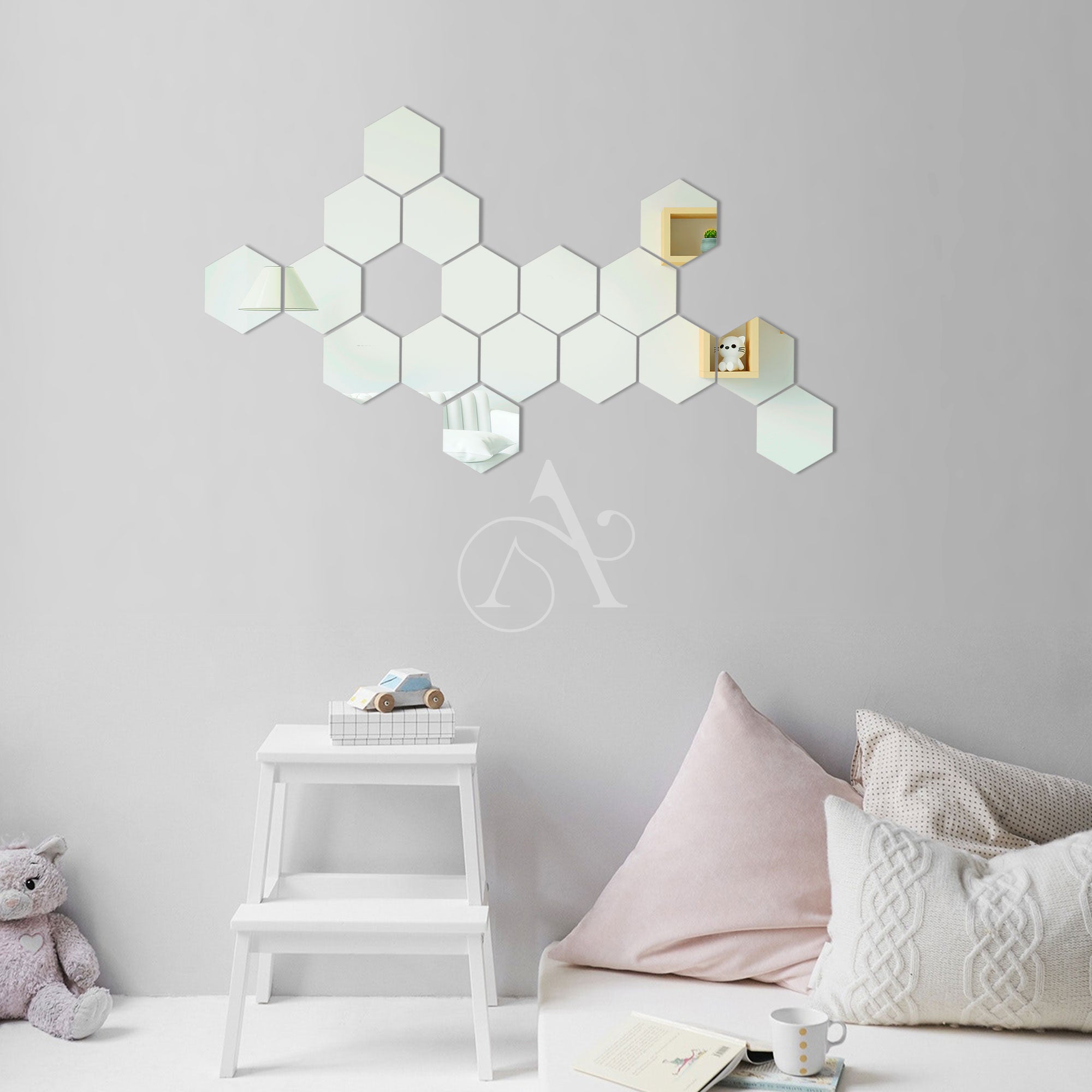 Acrylic Hexagon Mirror Wall Decor.