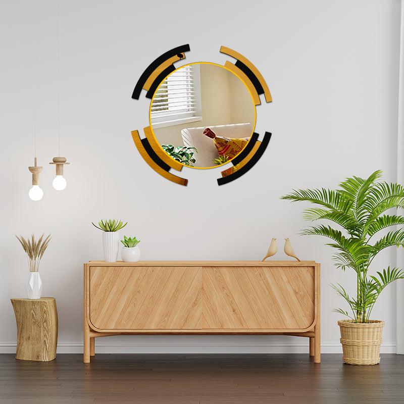 Premium Silver & Black Line Mirror Wall Decor.