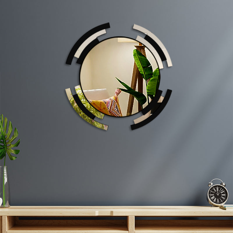 Premium Silver & Black Line Mirror Wall Decor.