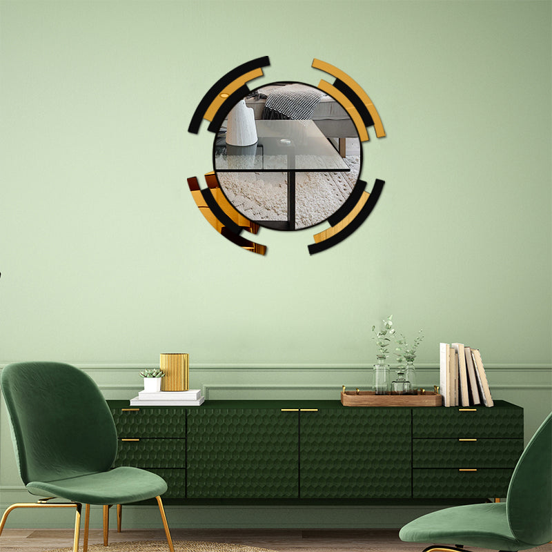 Premium Silver & Black Line Mirror Wall Decor.