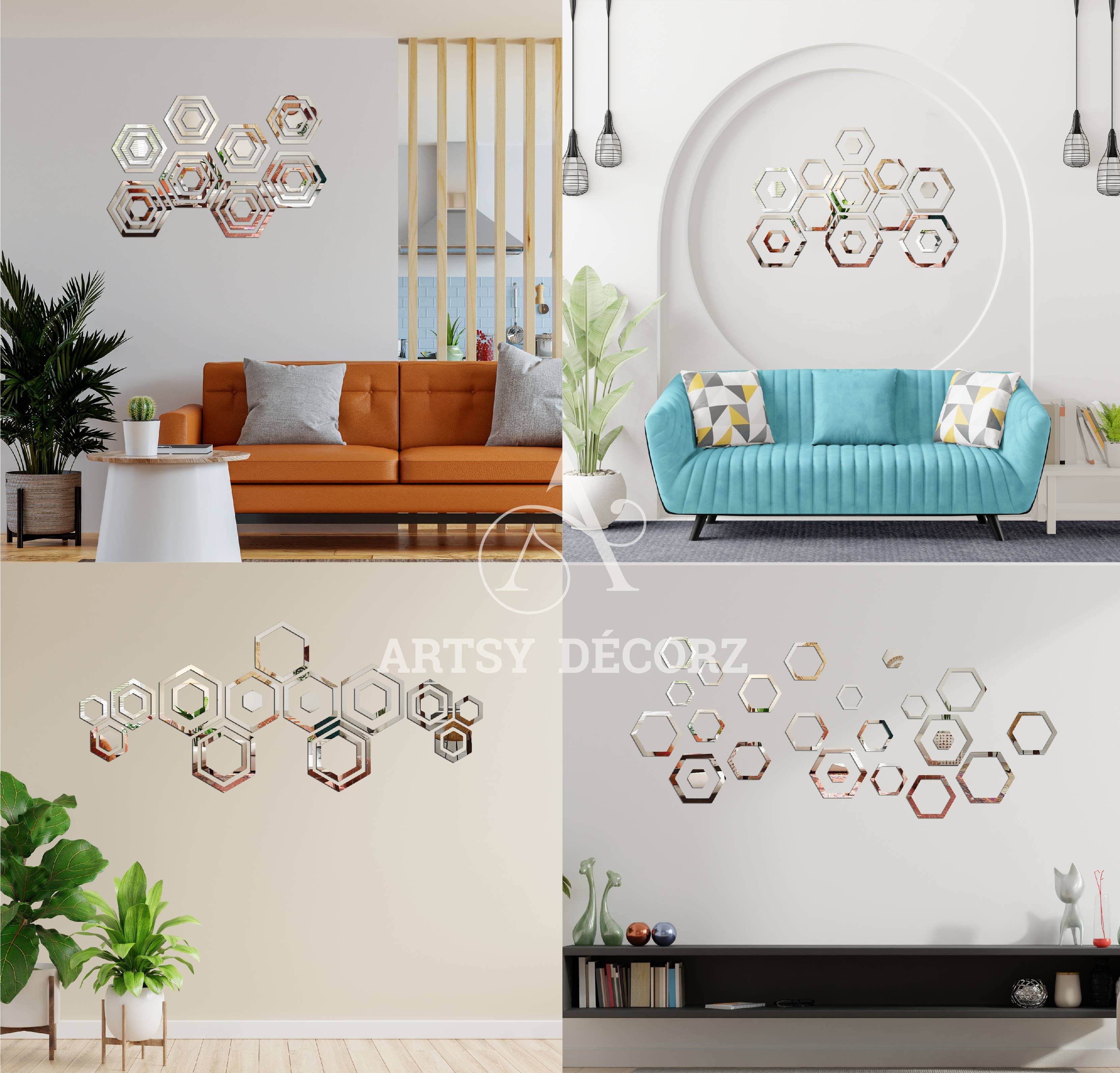 Acrylic Hexagon Rings Mirror Wall Decor.