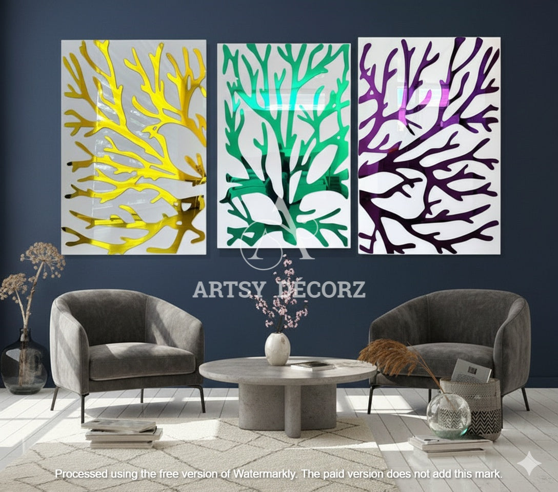 Mirrored Acrylic Tree Wall Art: Modern Abstract Decor