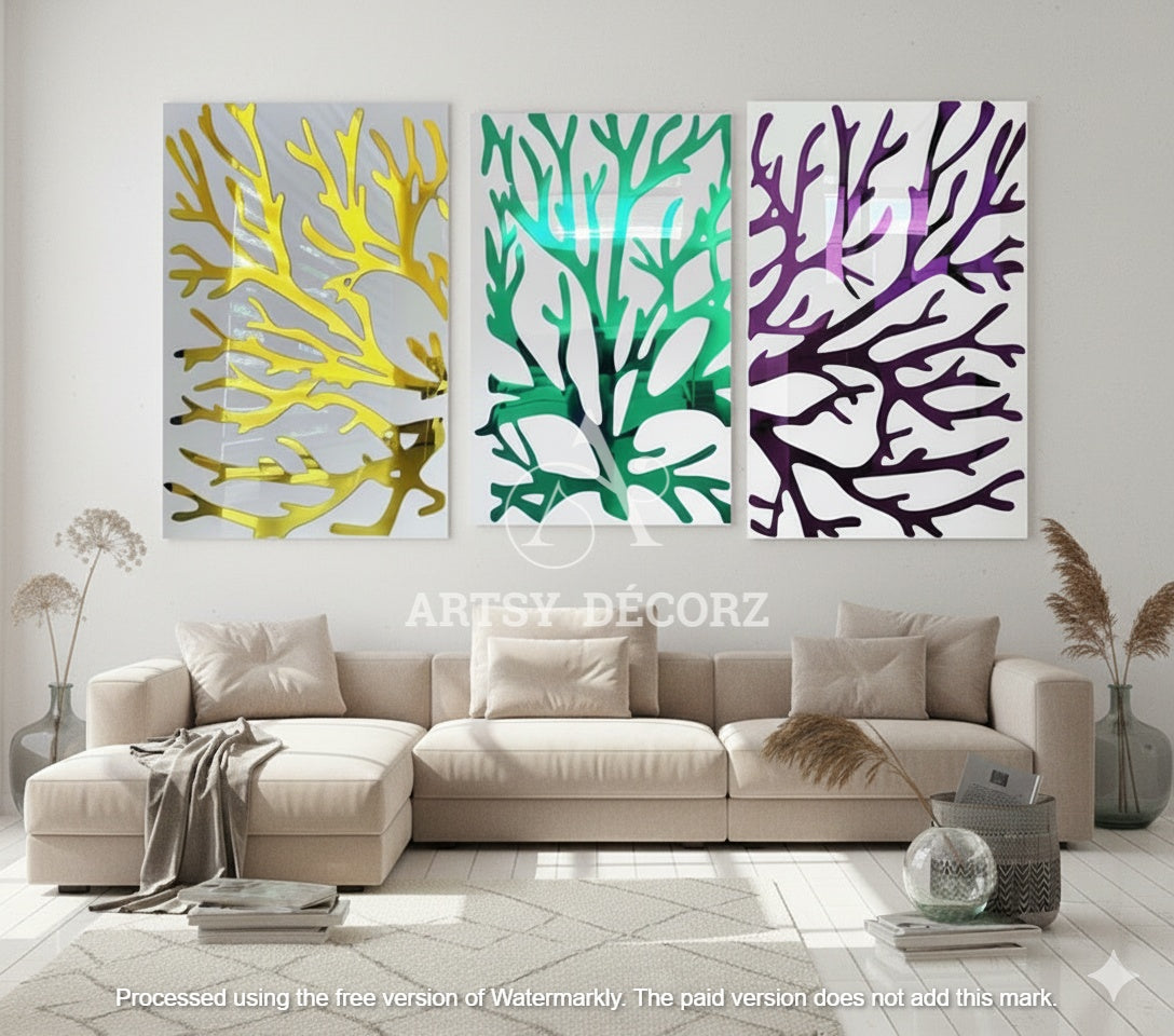 Mirrored Acrylic Tree Wall Art: Modern Abstract Decor