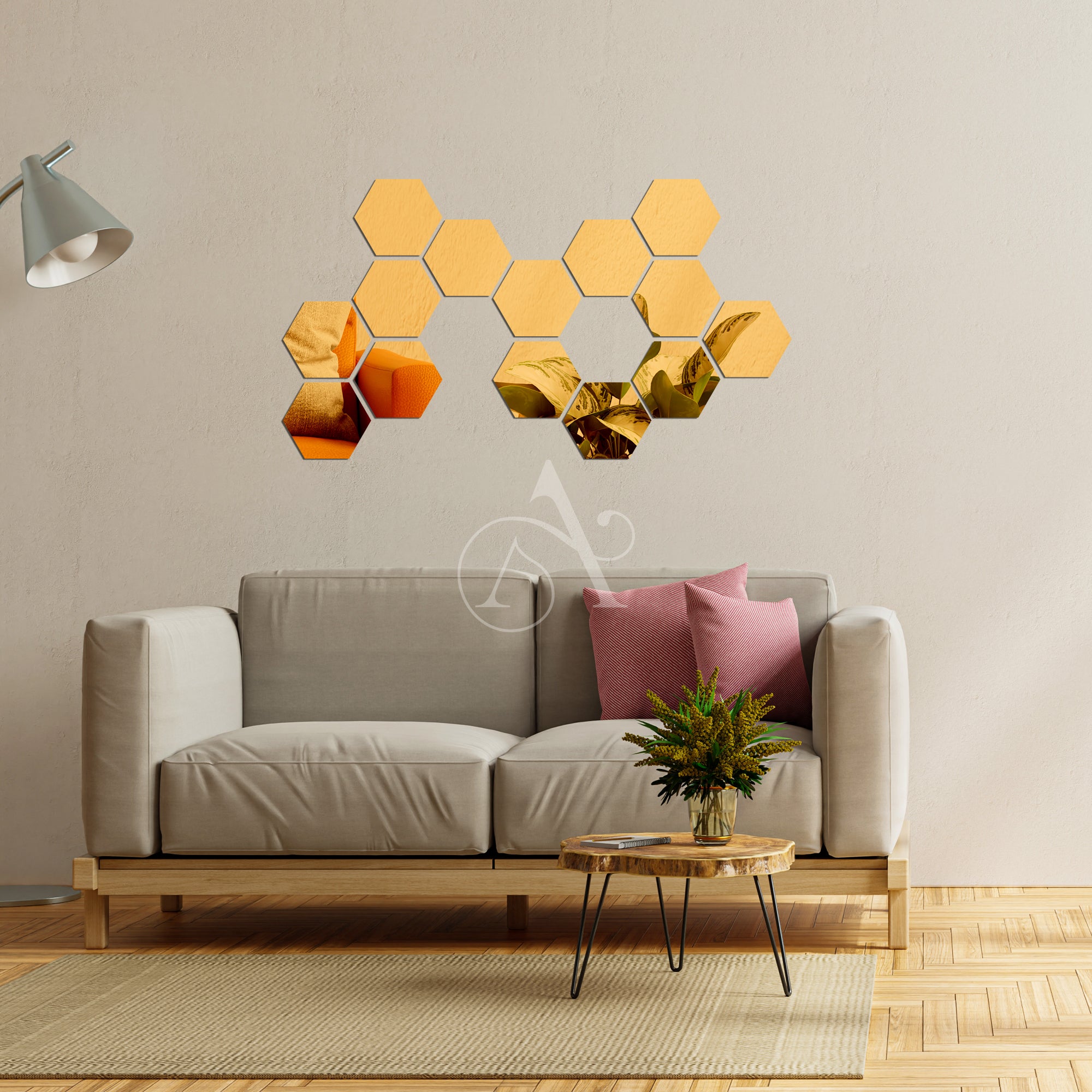 Acrylic Hexagon Mirror Wall Decor.