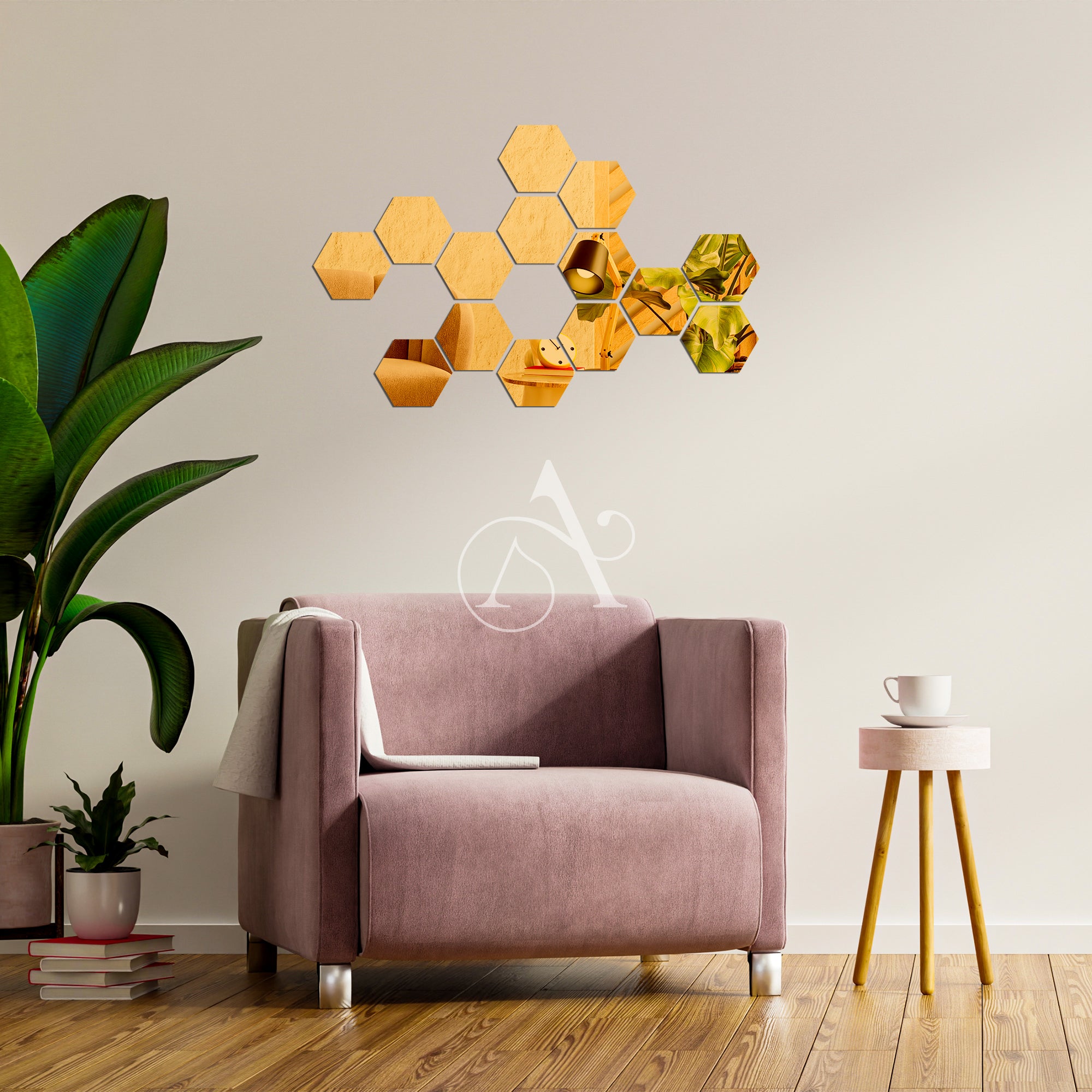 Acrylic Hexagon Mirror Wall Decor.