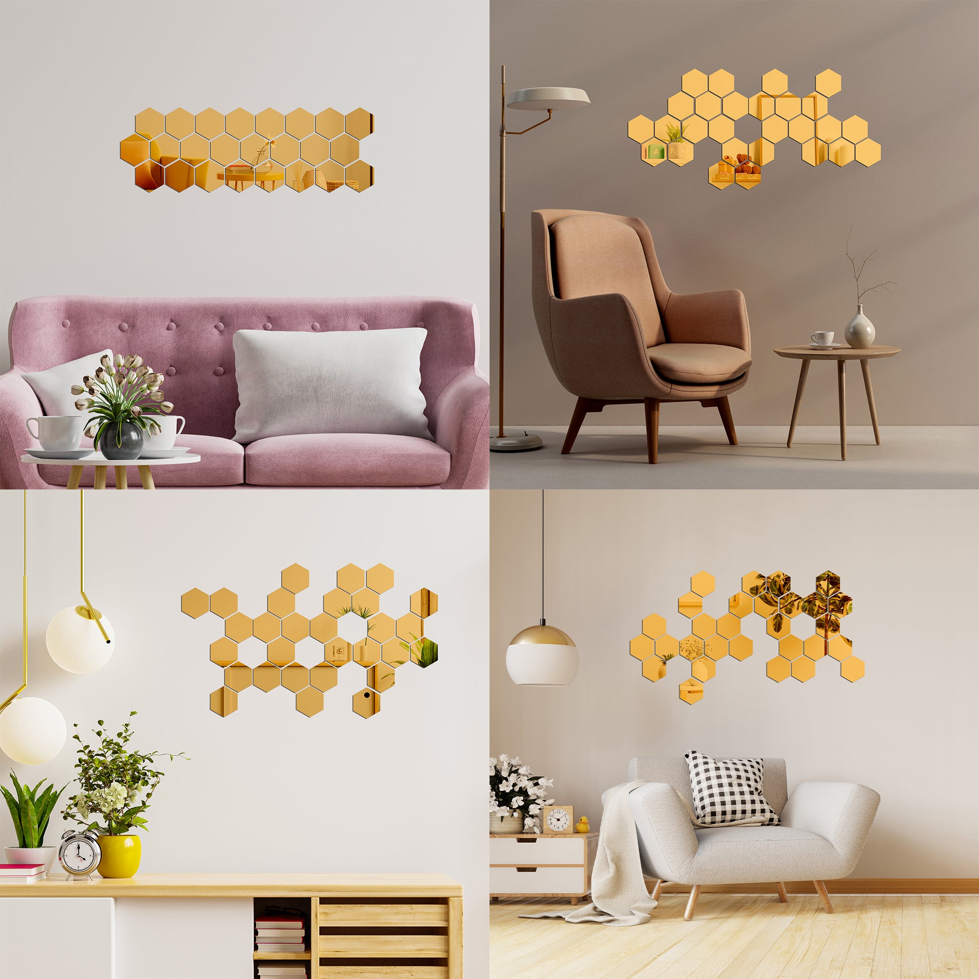 Acrylic Hexagon Mirror Wall Decor.