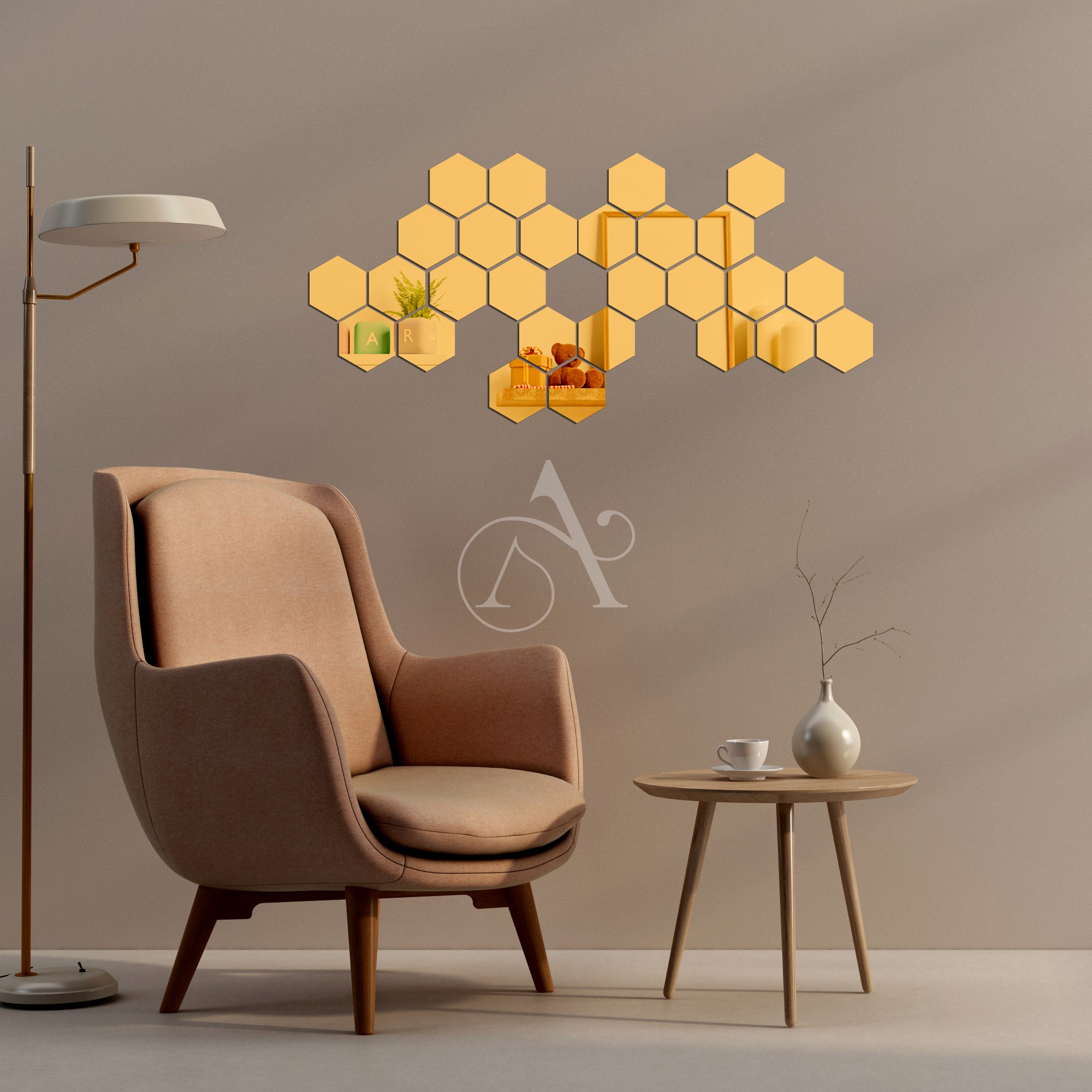 Acrylic Hexagon Mirror Wall Decor.