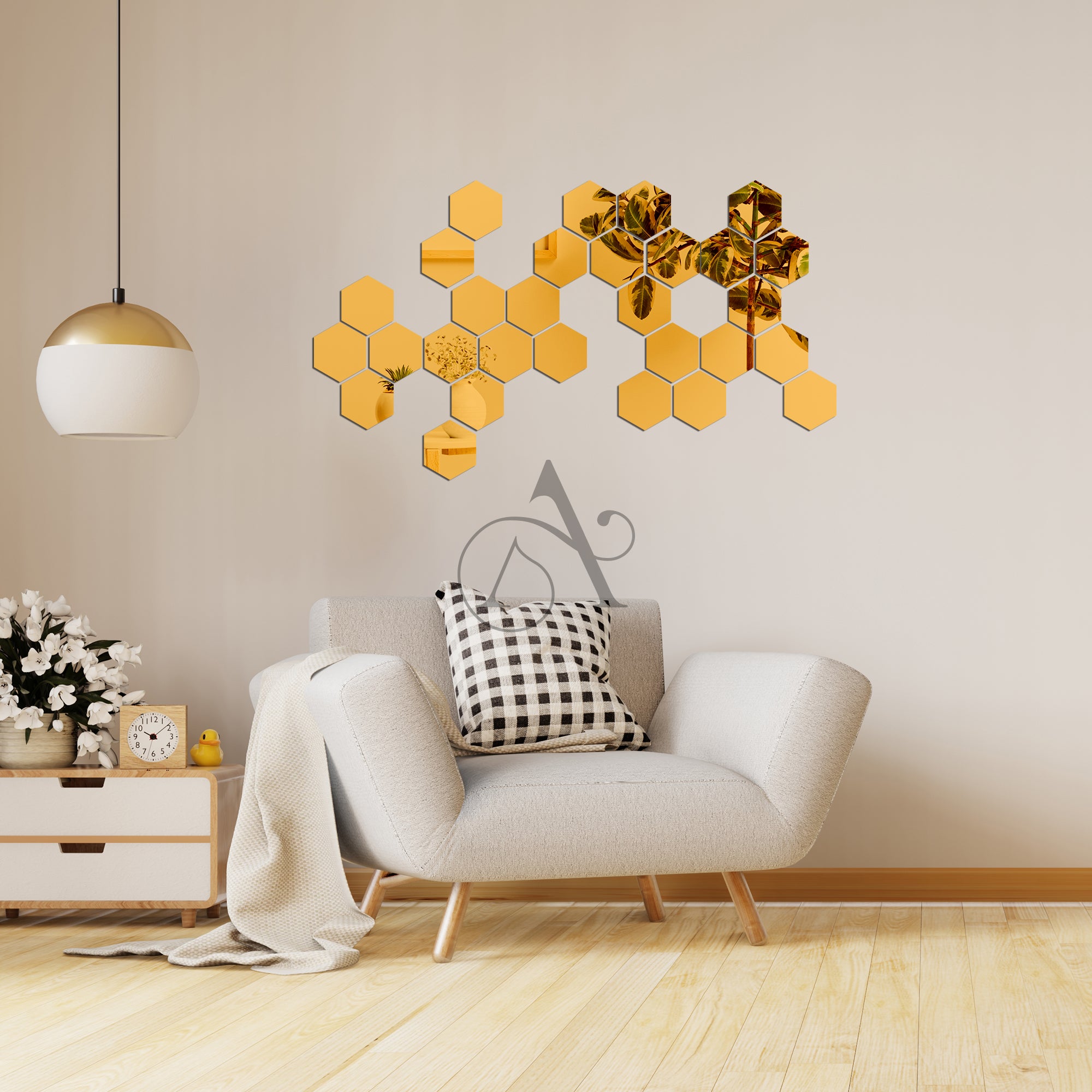 Acrylic Hexagon Mirror Wall Decor.