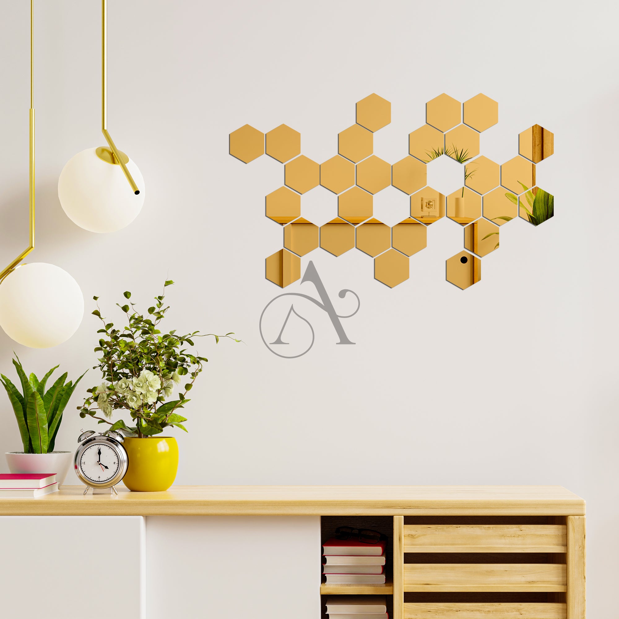 Acrylic Hexagon Mirror Wall Decor.