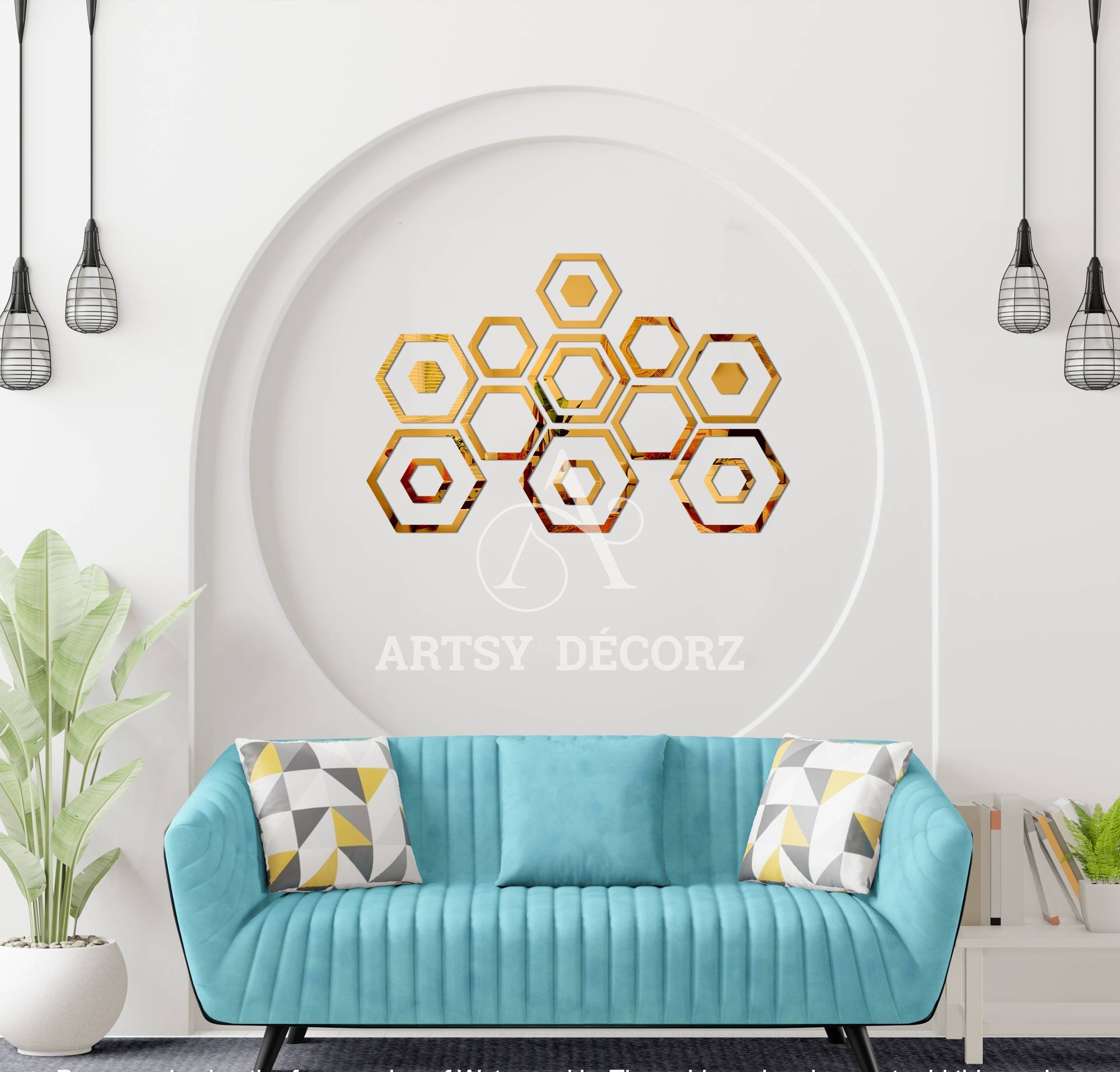 Acrylic Hexagon Rings Mirror Wall Decor.