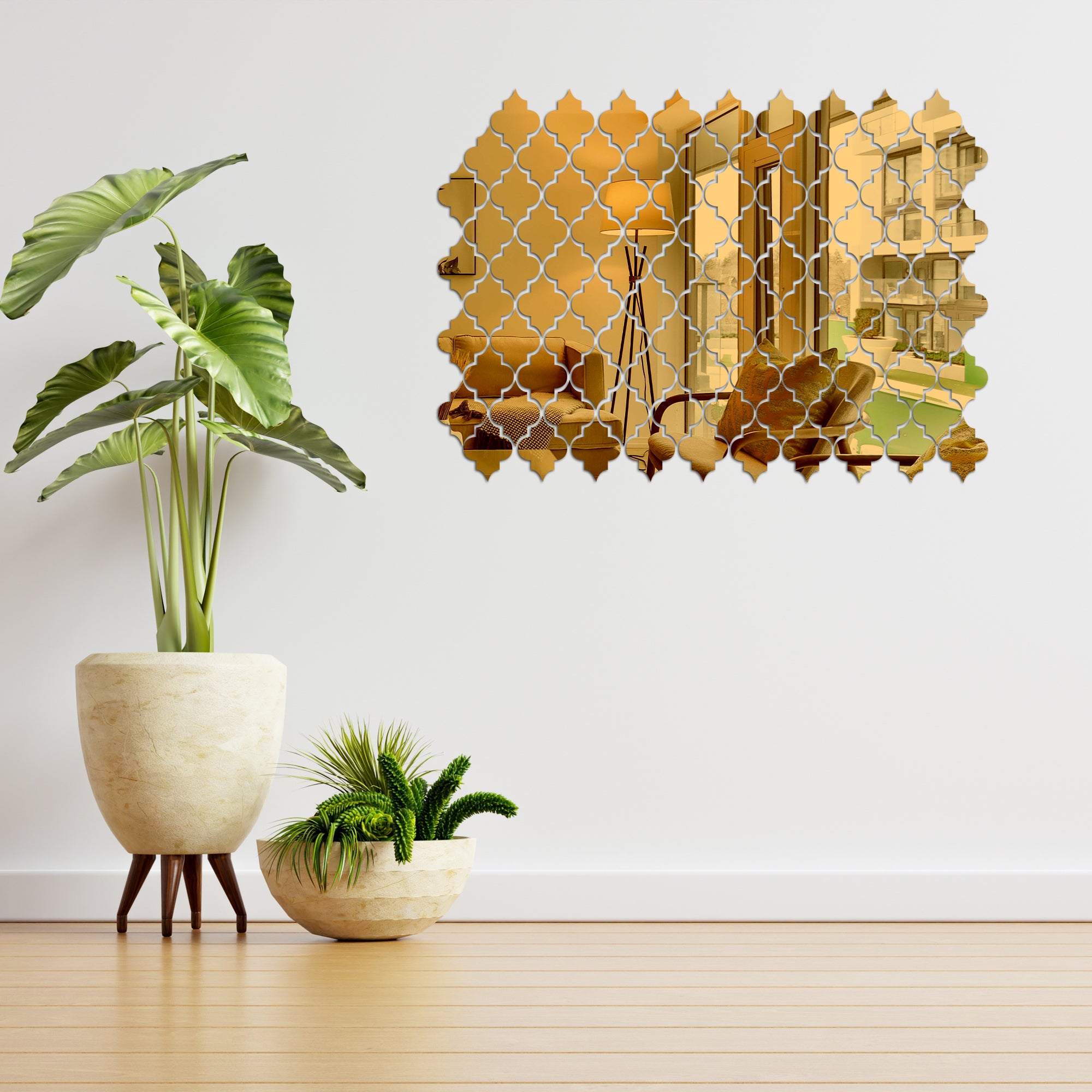 Acrylic Diamond Clover Mirror Wall Stickers.