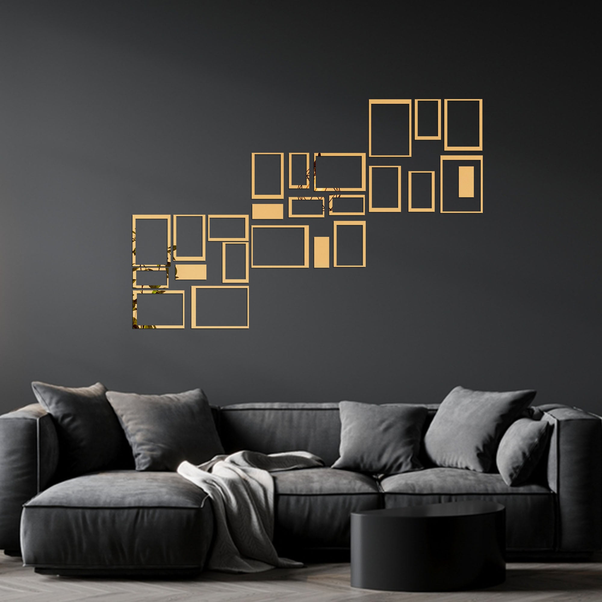 Acrylic Rectangle Rings Mirror Wall Decor.