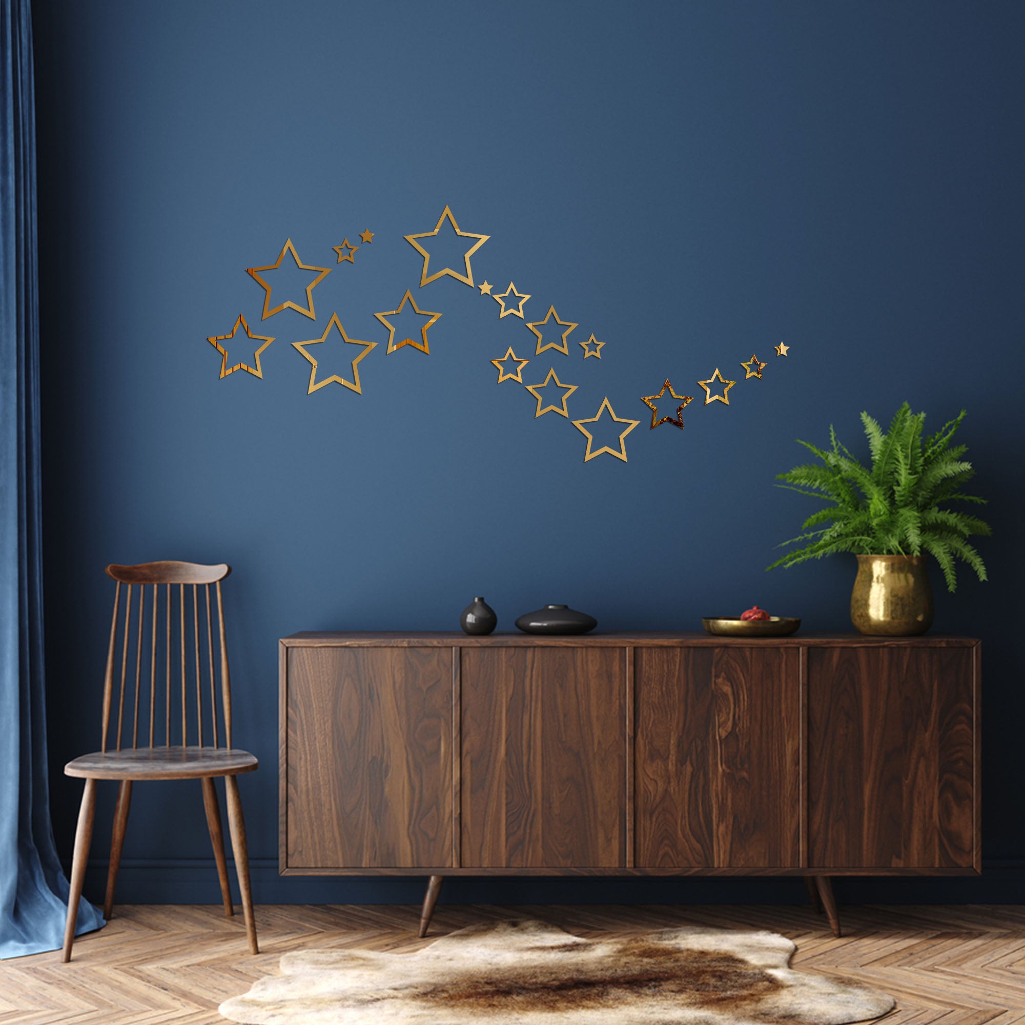 Acrylic Star Rings Mirror Wall Decor.