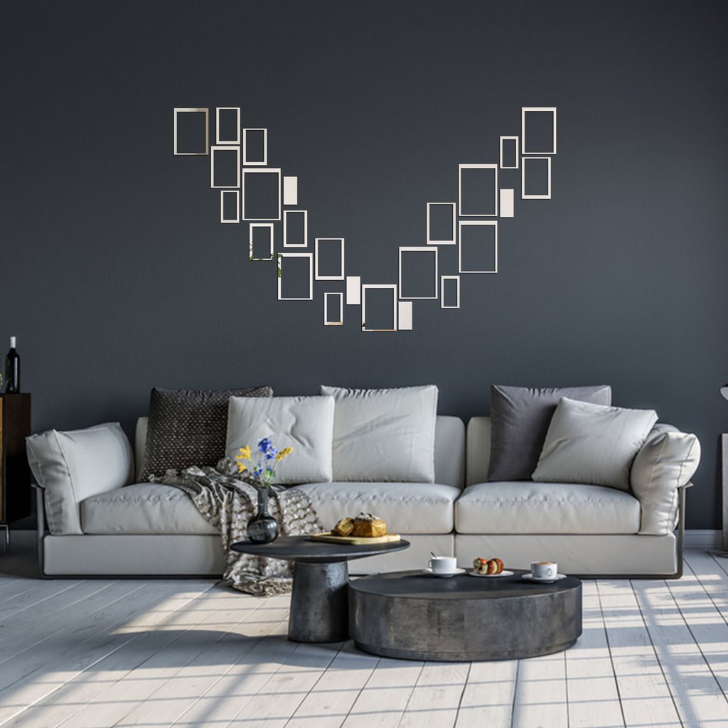 Acrylic Rectangle Rings Mirror Wall Decor Stickers.