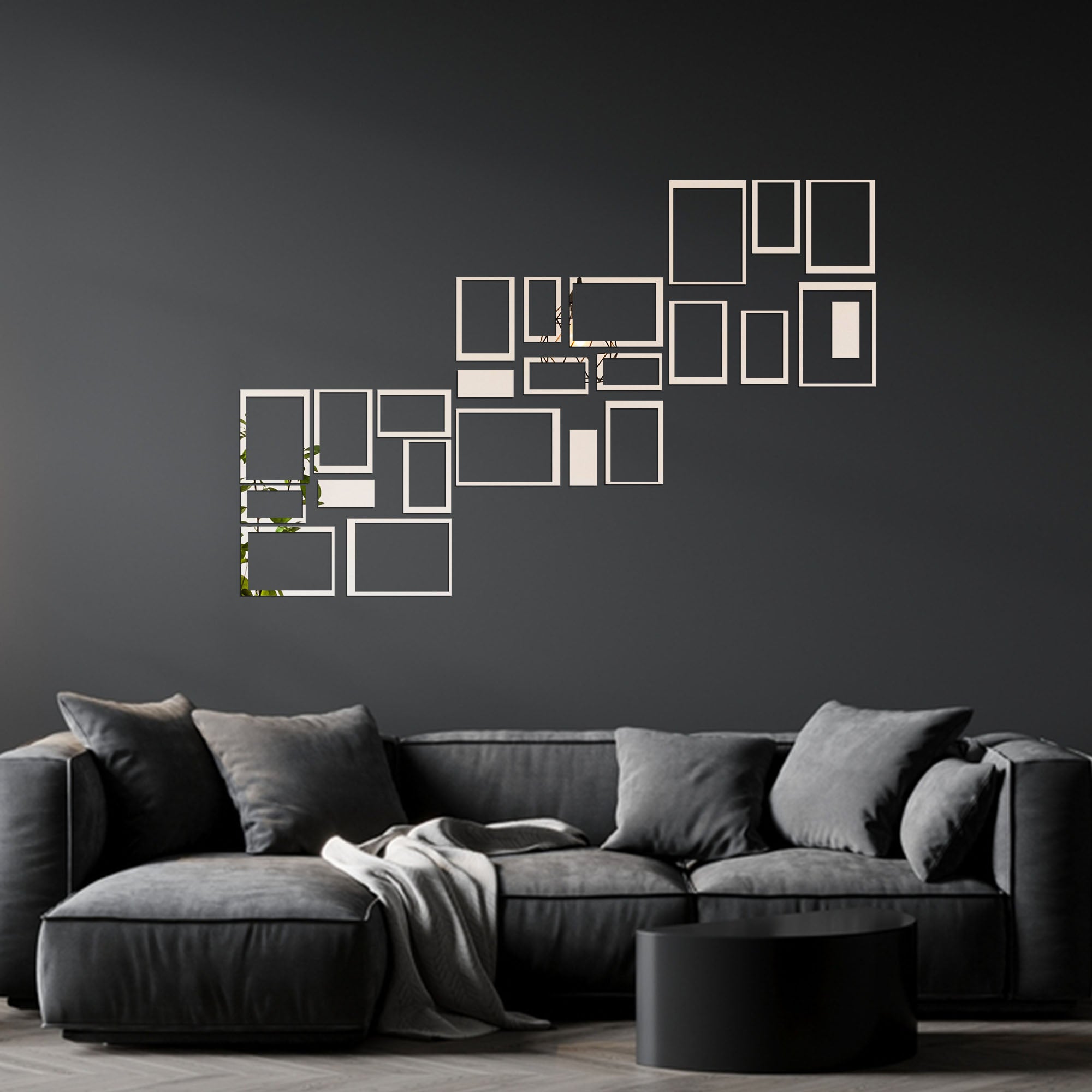 Acrylic Rectangle Rings Mirror Wall Decor.