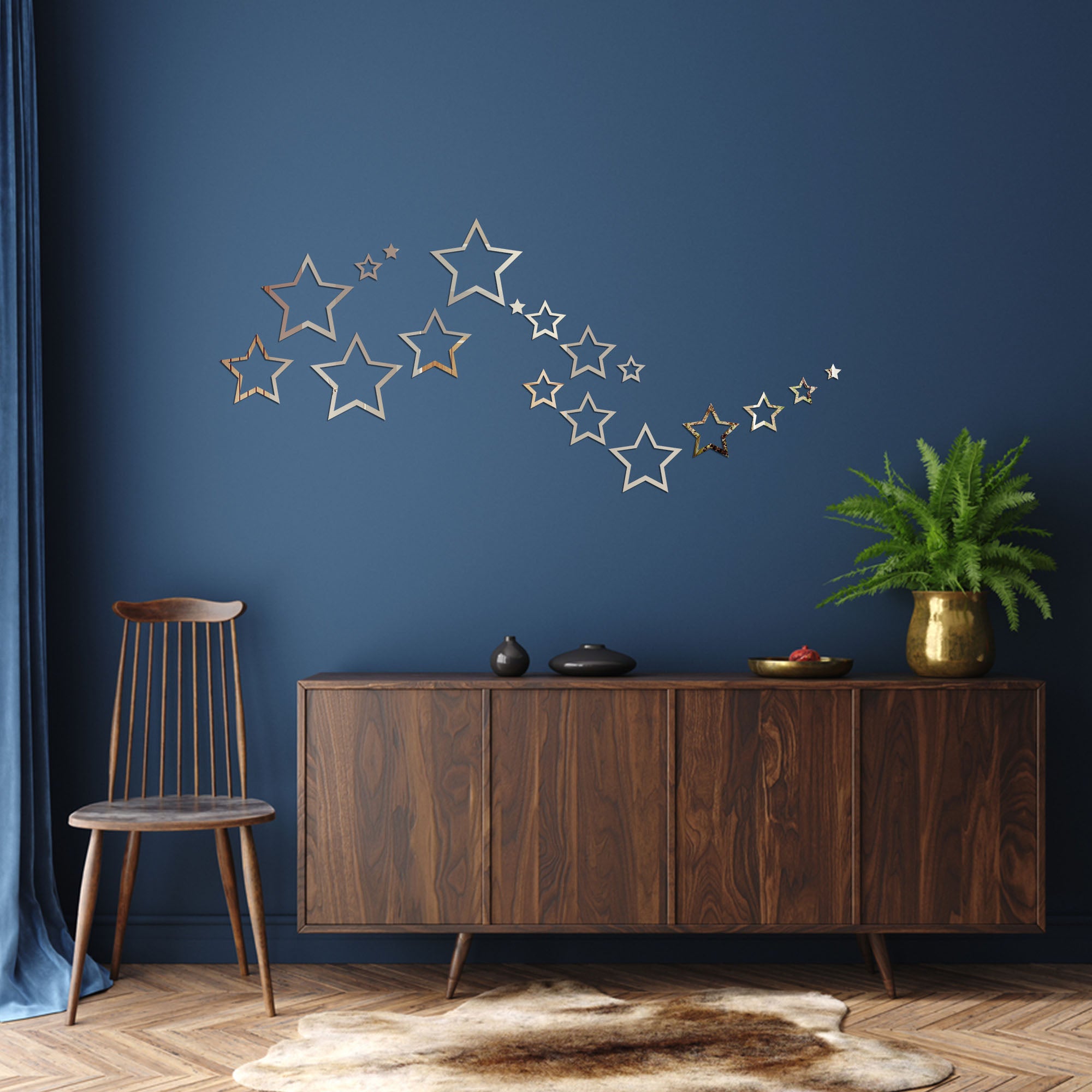 Acrylic Star Rings Mirror Wall Decor.