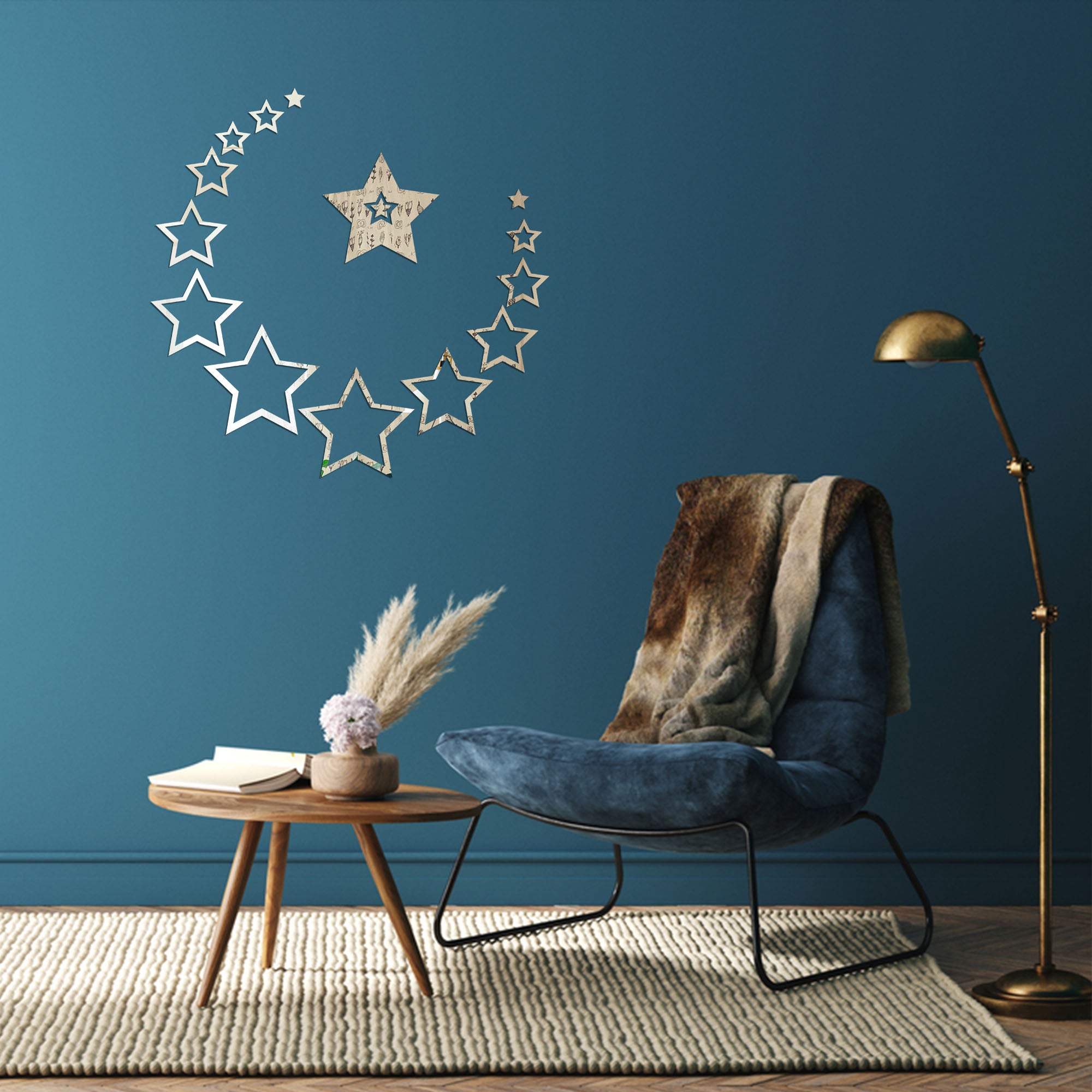 Acrylic Star Rings Mirror Wall Decor.