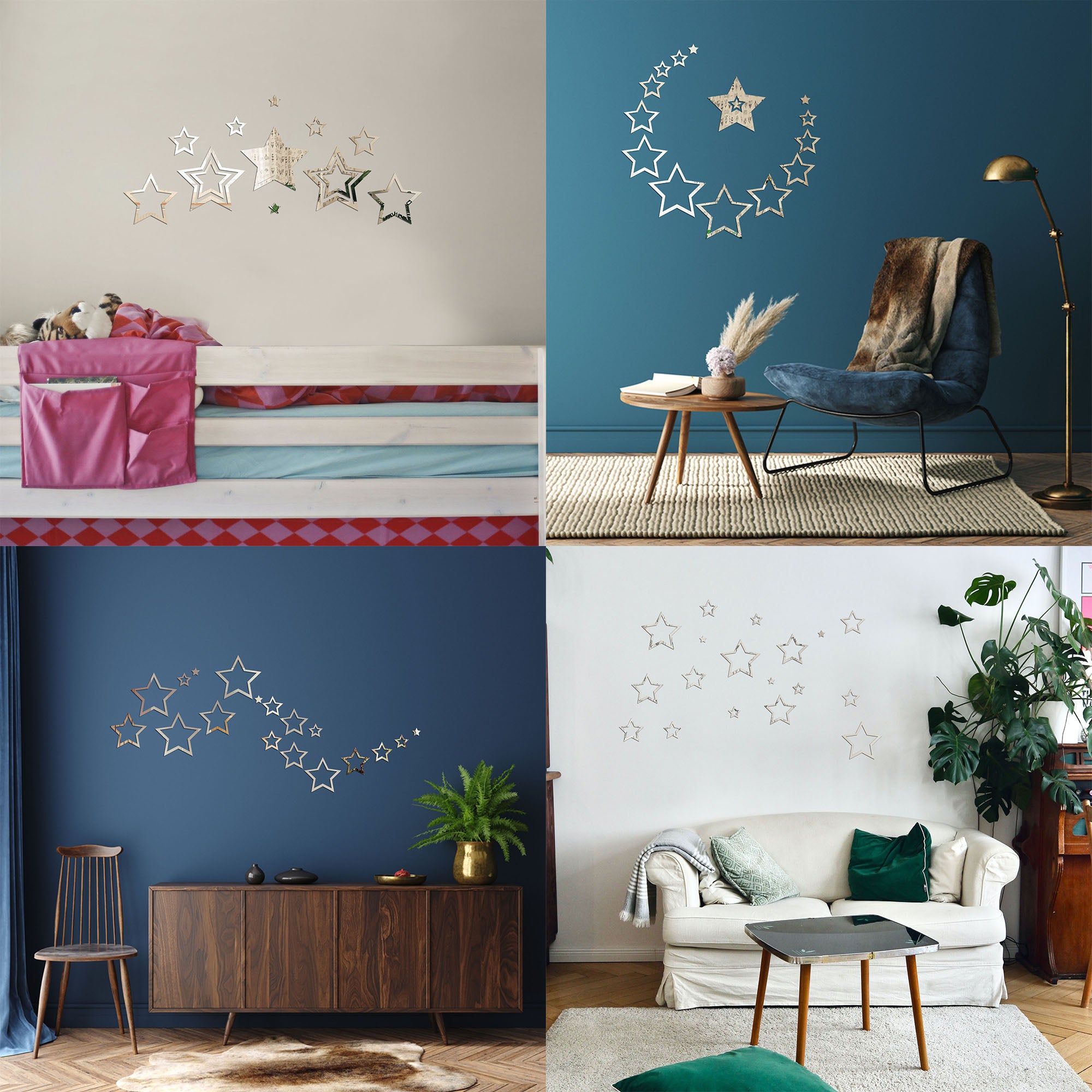 Acrylic Star Rings Mirror Wall Decor.