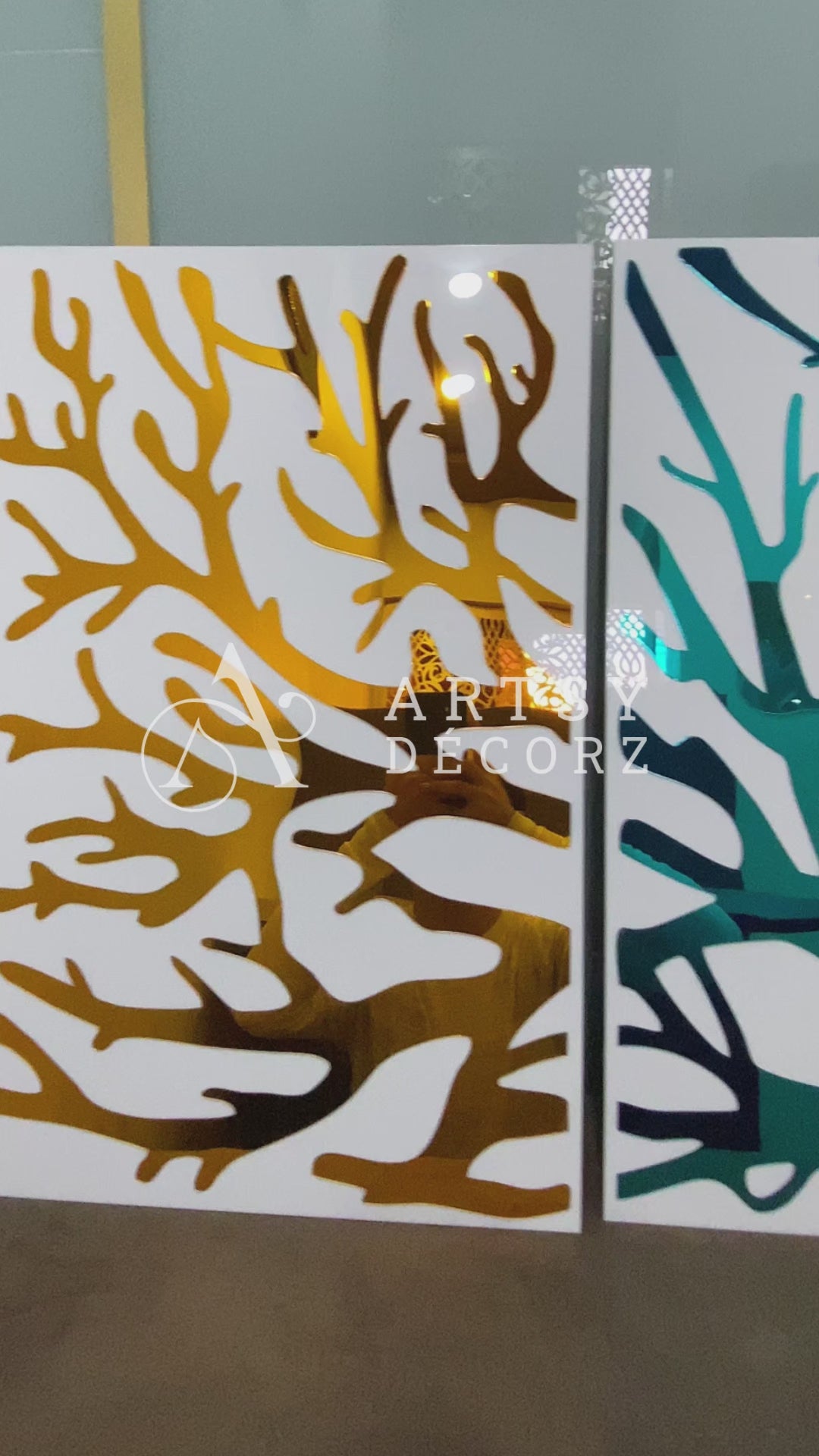 Mirrored Acrylic Tree Wall Art: Modern Abstract Decor