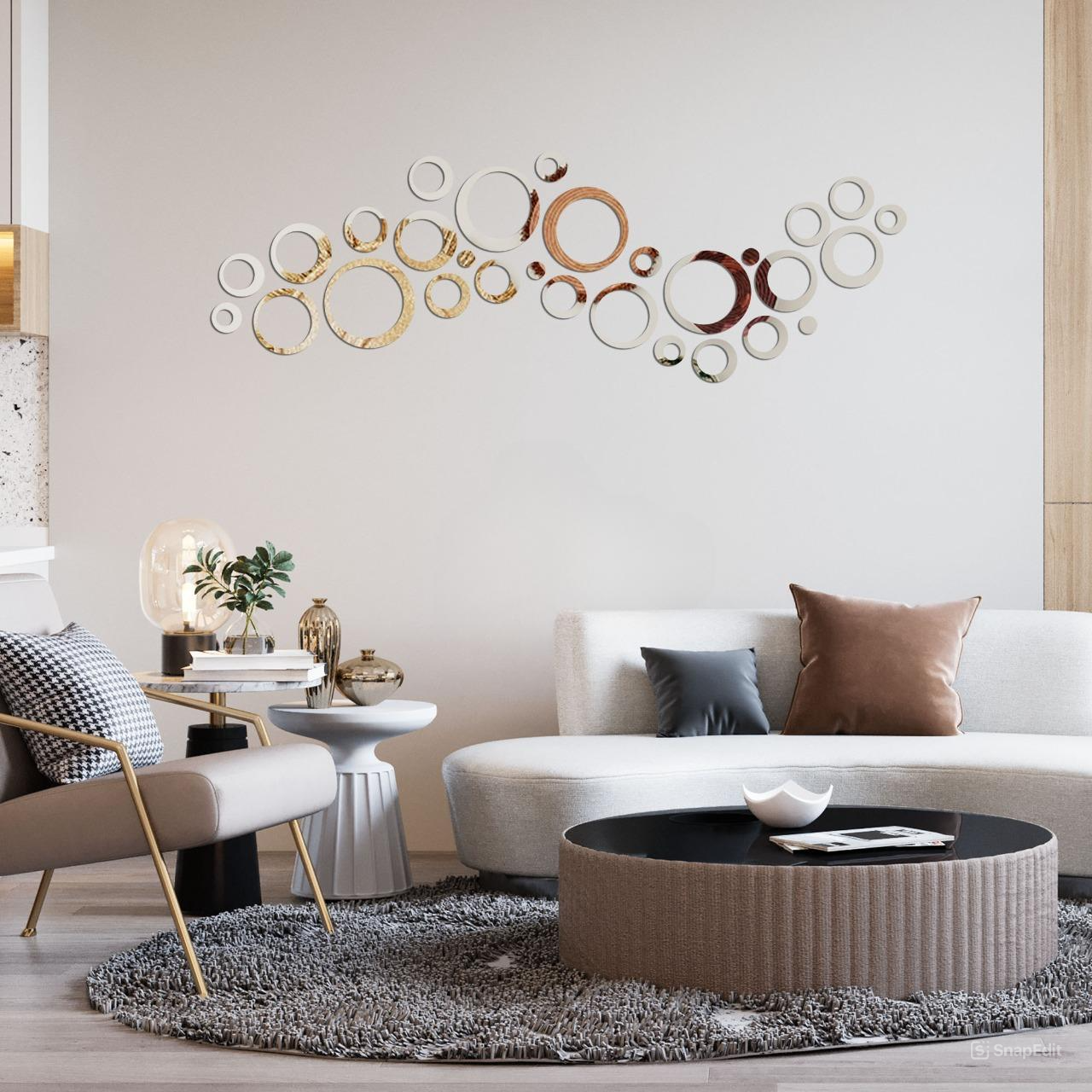 Acrylic Circle Rings Mirror Wall Decor
